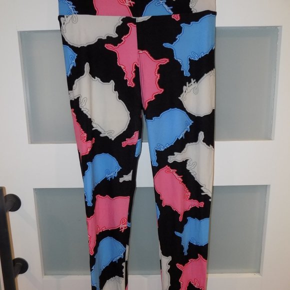 LuLaRoe Leggings Americana United States/Maps Unicorn Size OS Women's - Picture 2 of 3